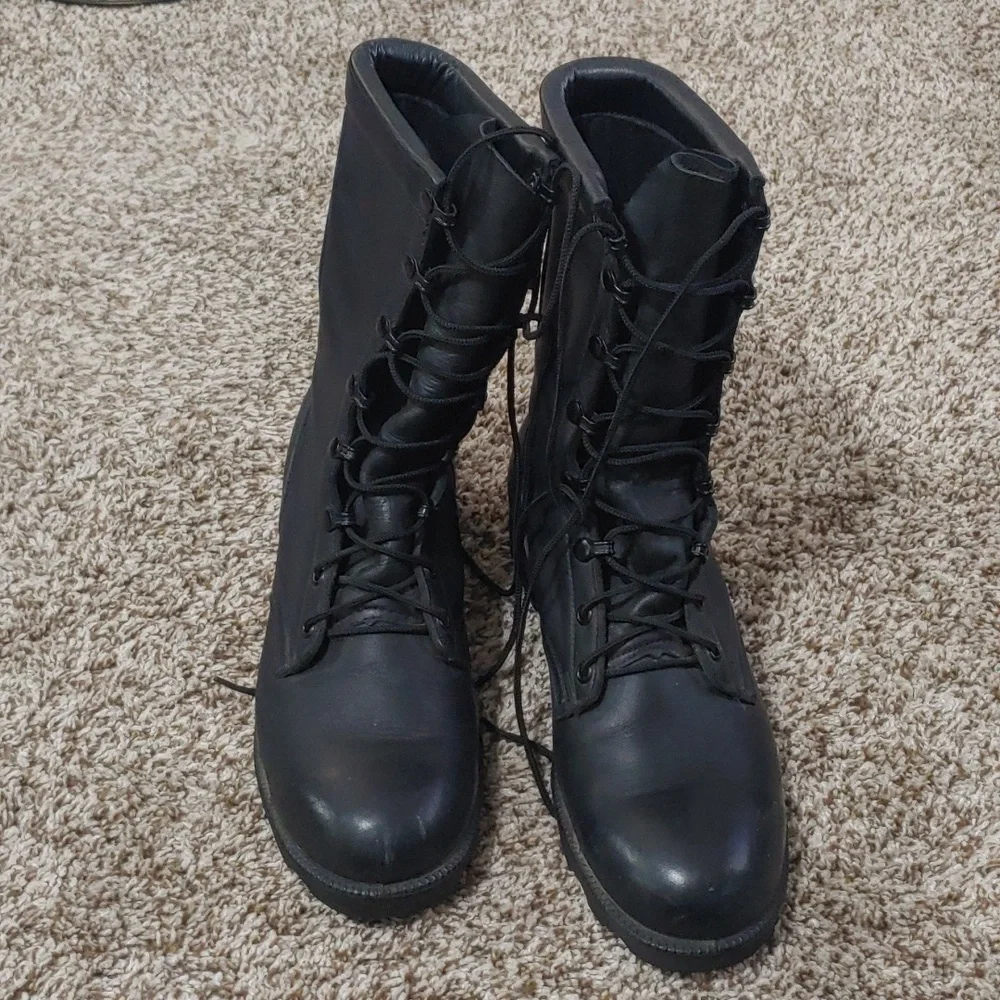 VTG Ro-Search Black Lace Up Combat Boots Men's Size 8.5